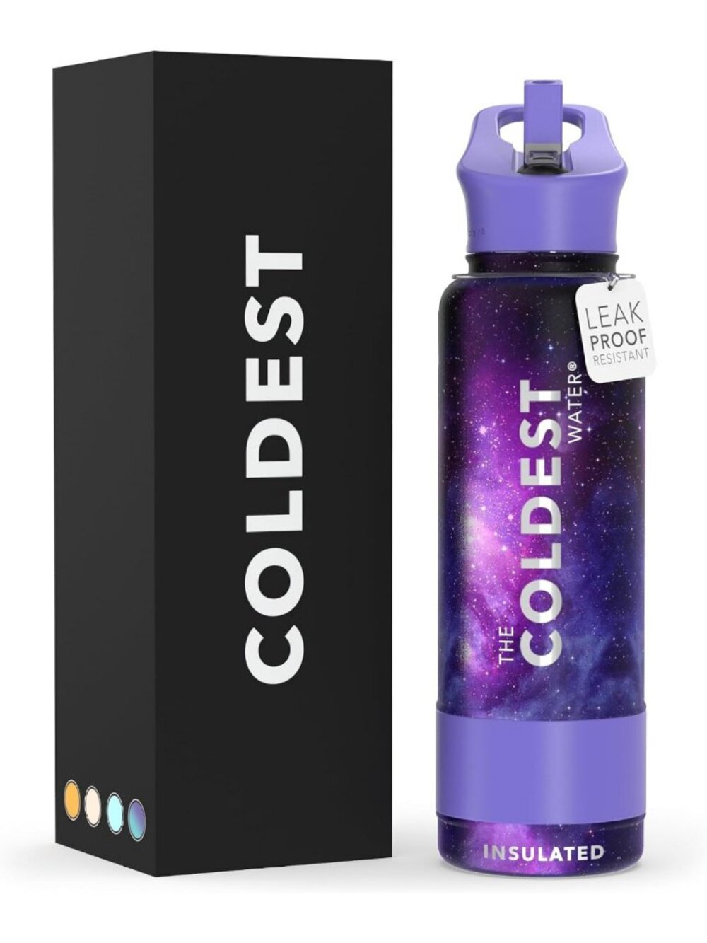 Insulated Stainless Steel Water Bottle with Straw Lid - 40 oz, Astro Purple